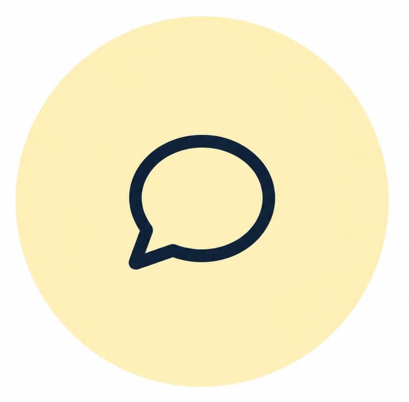 A speech bubble icon inside a light yellow circle