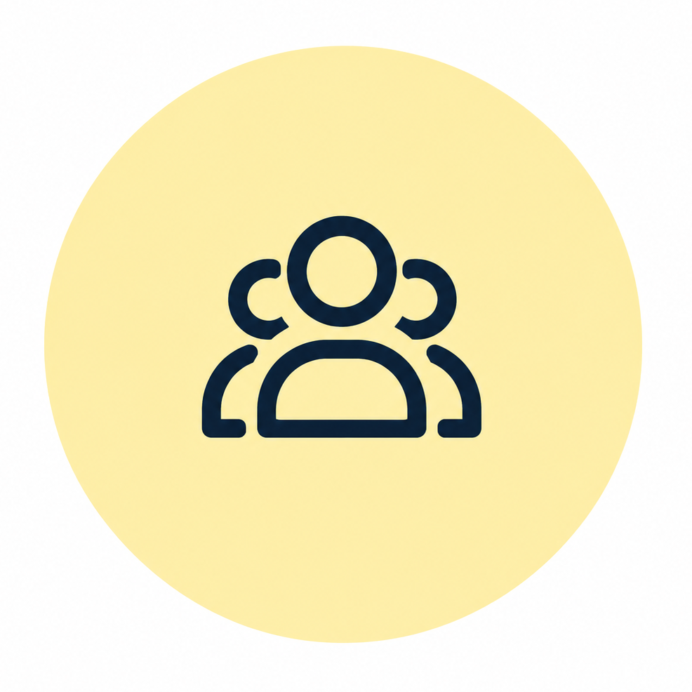 Icon of three people inside a yellow circle
